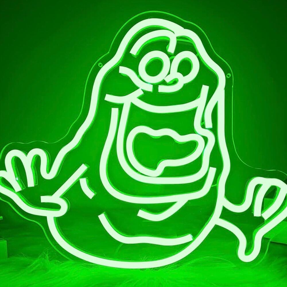 Green Ghost Slimer Neon Sign Ghostbusters Night Light Room Wall Decor